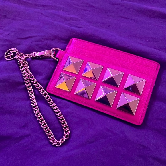 SALE💖🍓Michael Kors Jet Set Charm small chain ID card case Wild Berry - Picture 3 of 5